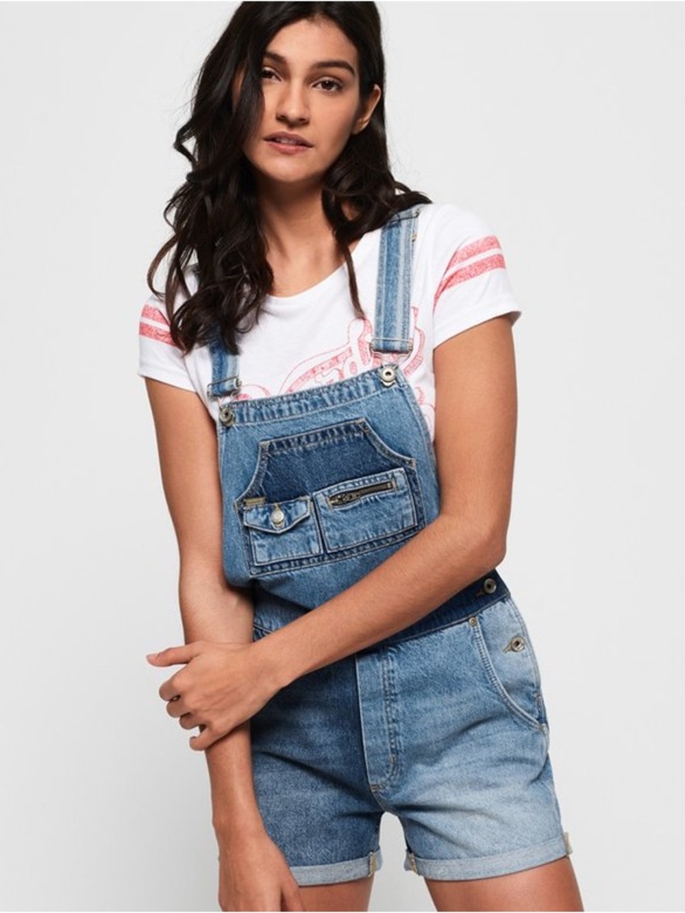 Denim Cut Off Dunagrees / Size US 6